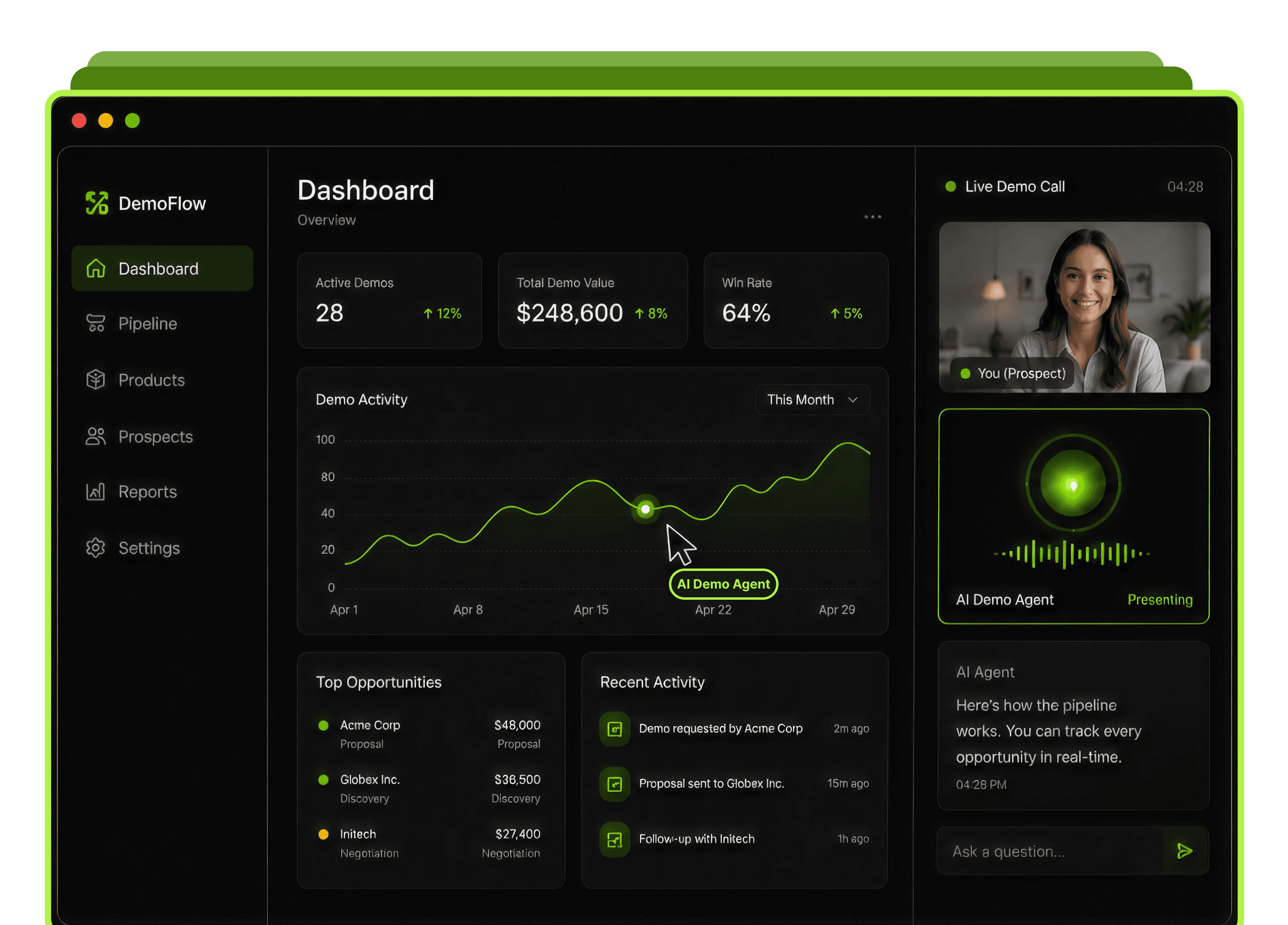 Democraft live demo dashboard